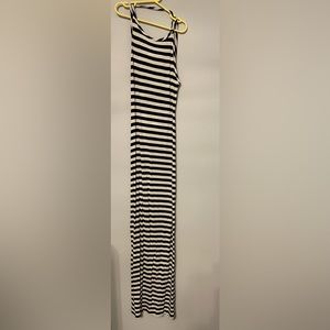 Black and white stripe Backless Maxi Dress S size small